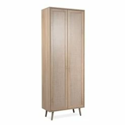 Calicosy Meubles D'entrée Et à Chaussures Armoire à Chaussures 2 Portes L70 Cm - Impression Effet Rotin -Meubles d'appoint Soldes armoire a chaussures 2 portes l70 cm impression effet rotin 2