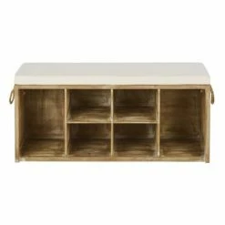 Maisons Du Monde Meubles D'entrée Et à Chaussures Banc 6 Casiers En Lin Et Bois De Sapin Marron