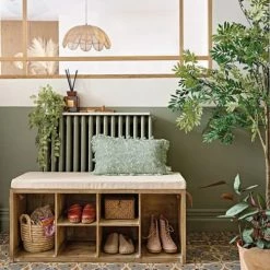 Maisons Du Monde Meubles D'entrée Et à Chaussures Banc 6 Casiers En Lin Et Bois De Sapin Marron -Meubles d'appoint Soldes banc 6 casiers en lin et bois de sapin marron 1000 4 32 222908 4