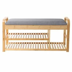 Casâme Meubles D'entrée Et à Chaussures Banc à Chaussures Avec 2 Étagères L100 Cm - Beige Et Gris