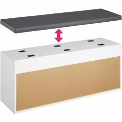 Tectake Meubles D'entrée Et à Chaussures Banc à Chaussures NATALYA Avec Coussin D'assise 104x30x49cm Effet -Meubles d'appoint Soldes banc a chaussures natalya avec coussin d assise 104x30x49cm effet 2