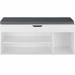 Tectake Meubles D'entrée Et à Chaussures Banc à Chaussures NATALYA Avec Coussin D'assise 104x30x49cm Effet -Meubles d'appoint Soldes banc a chaussures natalya avec coussin d assise 104x30x49cm effet 4