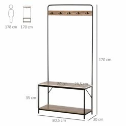 Homcom Meubles D'entrée Et à Chaussures Banc à Chaussures Porte-manteaux Style Industriel 10 Homcom Meubles D'entrée Et à Chaussures Banc à Chaussures Porte-manteaux Style Industriel -Meubles d'appoint Soldes banc a chaussures porte manteaux style industriel 2