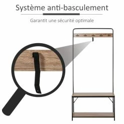 Homcom Meubles D'entrée Et à Chaussures Banc à Chaussures Porte-manteaux Style Industriel 12 Homcom Meubles D'entrée Et à Chaussures Banc à Chaussures Porte-manteaux Style Industriel -Meubles d'appoint Soldes banc a chaussures porte manteaux style industriel 4