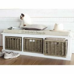 Maisons Du Monde Meubles D'entrée Et à Chaussures Banc De Rangement 3 Compartiments Blanc -Meubles d'appoint Soldes banc de rangement 3 compartiments blanc 1000 6 0 110659 2