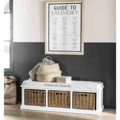 Maisons Du Monde Meubles D'entrée Et à Chaussures Banc De Rangement 3 Compartiments Blanc -Meubles d'appoint Soldes banc de rangement 3 compartiments blanc 1000 6 0 110659 7
