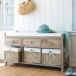 Maisons Du Monde Meubles D'entrée Et à Chaussures Banc De Rangement En Platane Et Coton L 103 Cm -Meubles d'appoint Soldes banc de rangement en platane et coton l 103 cm 1000 5 40 102991 6
