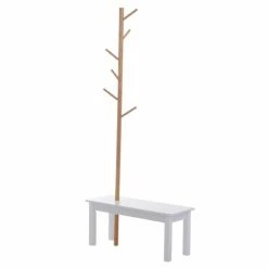 Homcom Portemanteaux Et Patères Banc Porte-manteaux 2 En 1 Blanc Bois Bambou 9 Homcom Portemanteaux Et Patères Banc Porte-manteaux 2 En 1 Blanc Bois Bambou -Meubles d'appoint Soldes banc porte manteaux 2 en 1 blanc bois bambou 1