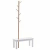 Homcom Portemanteaux Et Patères Banc Porte-manteaux 2 En 1 Blanc Bois Bambou -Meubles d'appoint Soldes banc porte manteaux 2 en 1 blanc bois bambou