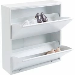 Kare Design Meubles D'entrée Et à Chaussures Casier à Chaussures 2 Tiroirs En Acier Blanc -Meubles d'appoint Soldes casier a chaussures 2 tiroirs en acier blanc 2