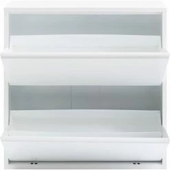 Kare Design Meubles D'entrée Et à Chaussures Casier à Chaussures 2 Tiroirs En Acier Blanc -Meubles d'appoint Soldes casier a chaussures 2 tiroirs en acier blanc 3