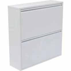 Kare Design Meubles D'entrée Et à Chaussures Casier à Chaussures 2 Tiroirs En Acier Blanc -Meubles d'appoint Soldes casier a chaussures 2 tiroirs en acier blanc 4