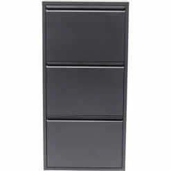 Kare Design Meubles D'entrée Et à Chaussures Casier à Chaussures 3 Tiroirs En Acier Gris Anthracite