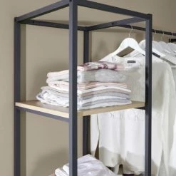 Mob In Valets De Nuits Et Portants Dressing Ouvert Modulable Avec Tiroirs Effet Bois Clair -Meubles d'appoint Soldes dressing ouvert modulable avec tiroirs effet bois clair 3