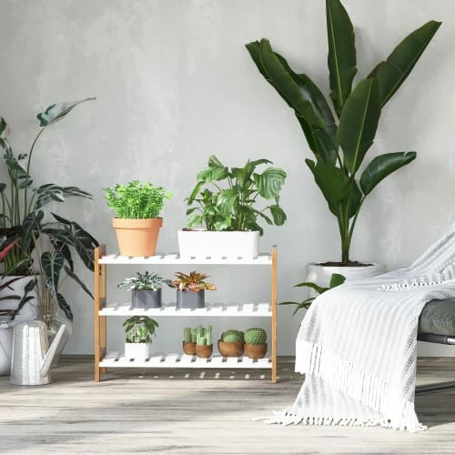 Homcom Meubles D'entrée Et à Chaussures Etagère à Chaussures 3 Niveaux Bambou MDF Blanc 5 Homcom Meubles D'entrée Et à Chaussures Etagère à Chaussures 3 Niveaux Bambou MDF Blanc – Image 3