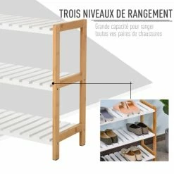 Homcom Meubles D'entrée Et à Chaussures Etagère à Chaussures 3 Niveaux Bambou MDF Blanc 12 Homcom Meubles D'entrée Et à Chaussures Etagère à Chaussures 3 Niveaux Bambou MDF Blanc -Meubles d'appoint Soldes etagere a chaussures 3 niveaux bambou mdf blanc 4
