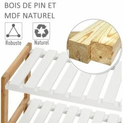 Homcom Meubles D'entrée Et à Chaussures Etagère à Chaussures 3 Niveaux Bambou MDF Blanc 13 Homcom Meubles D'entrée Et à Chaussures Etagère à Chaussures 3 Niveaux Bambou MDF Blanc -Meubles d'appoint Soldes etagere a chaussures 3 niveaux bambou mdf blanc 5