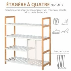 Homcom Meubles D'entrée Et à Chaussures Etagère à Chaussures 4 Niveaux Bois De Pin étagères à Lattes Blanc 11 Homcom Meubles D'entrée Et à Chaussures Etagère à Chaussures 4 Niveaux Bois De Pin étagères à Lattes Blanc -Meubles d'appoint Soldes etagere a chaussures 4 niveaux bois de pin etageres a lattes blanc 3