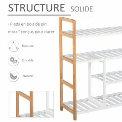 Homcom Meubles D'entrée Et à Chaussures Etagère à Chaussures 4 Niveaux Bois De Pin étagères à Lattes Blanc 13 Homcom Meubles D'entrée Et à Chaussures Etagère à Chaussures 4 Niveaux Bois De Pin étagères à Lattes Blanc -Meubles d'appoint Soldes etagere a chaussures 4 niveaux bois de pin etageres a lattes blanc 5