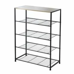 Casâme Meubles D'entrée Et à Chaussures Etagère à Chaussures 5 Niveaux En Métal Noir
