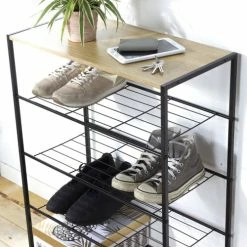 Casâme Meubles D'entrée Et à Chaussures Etagère à Chaussures 5 Niveaux En Métal Noir -Meubles d'appoint Soldes etagere a chaussures 5 niveaux en metal noir 3