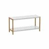 Wadiga Meubles D'entrée Et à Chaussures Étagère à Chaussures Bambou Blanc 2 étages 70x26x36cm -Meubles d'appoint Soldes etagere a chaussures bambou blanc 2 etages 70x26x36cm