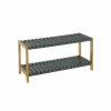 Wadiga Meubles De Rangement Étagère à Chaussures Bambou Gris 2 étages 70x26x36cm