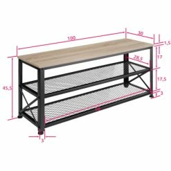 Tectake Meubles D'entrée Et à Chaussures Étagère à Chaussures BLACKPOOL 101x30,5x45,5cm Effet Bois Clair -Meubles d'appoint Soldes etagere a chaussures blackpool 101x30 5x45 5cm effet bois clair 4