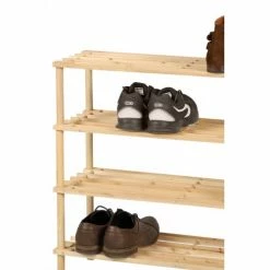 Fornord Meubles D'entrée Et à Chaussures Étagère à Chaussures En Bois 4 Niveaux - 74x26x64cm -Meubles d'appoint Soldes etagere a chaussures en bois 4 niveaux 74x26x64cm 2