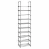 Calicosy Meubles D'entrée Et à Chaussures Etagère à Chaussures En Fer Gris Avec 10 Niveaux Modulables - H174 Cm -Meubles d'appoint Soldes etagere a chaussures en fer gris avec 10 niveaux modulables h174 cm