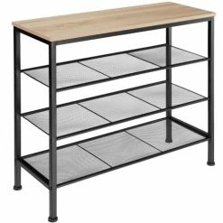 Tectake Meubles D'entrée Et à Chaussures Étagère à Chaussures NEWPORT 80,5x30,5x72,5cm Bois Clair Industriel,