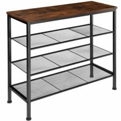 Tectake Meubles D'entrée Et à Chaussures Étagère à Chaussures NEWPORT 80,5x30,5x72,5cm Bois Foncé Industriel