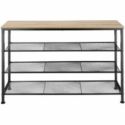 Tectake Meubles D'entrée Et à Chaussures Étagère à Chaussures PORTSMOUTH 100x30,5x72,5cm Bois Clair Industriel, -Meubles d'appoint Soldes etagere a chaussures portsmouth 100x30 5x72 5cm bois clair industriel 1