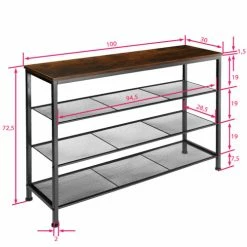 Tectake Meubles D'entrée Et à Chaussures Étagère à Chaussures PORTSMOUTH 100x30,5x72,5cm Bois Foncé Industriel -Meubles d'appoint Soldes etagere a chaussures portsmouth 100x30 5x72 5cm bois fonce industriel 5