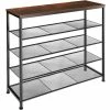 Tectake Meubles D'entrée Et à Chaussures Étagère à Chaussures SHEFFIELD 100x30,5x93cm Bois Foncé Industriel