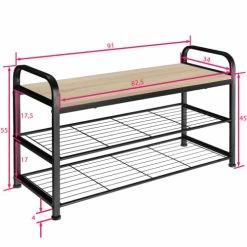 Tectake Meubles D'entrée Et à Chaussures Étagère à Chaussures SOUTHAMPTON 91x36x55cm Bois Clair Industriel, -Meubles d'appoint Soldes etagere a chaussures southampton 91x36x55cm bois clair industriel 5