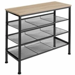 Tectake Meubles D'entrée Et à Chaussures Étagère à Chaussures WOLVERHAMPTON 75,5x30,5x69,5cm Effet Bois Clair