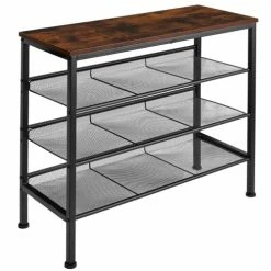 Tectake Meubles D'entrée Et à Chaussures Étagère à Chaussures WOLVERHAMPTON 75,5x30,5x69,5cm Effet Bois Foncé