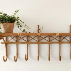 Casatera Portemanteaux Et Patères Etagère Porte-manteau Rotin Naturel Bois Clair -Meubles d'appoint Soldes etagere porte manteau rotin naturel bois clair 4