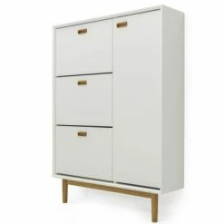 Meubles & Design Meubles D'entrée Et à Chaussures Grand Meuble à Chaussures D'entrée En Bois Blanc -Meubles d'appoint Soldes grand meuble a chaussures d entree en bois blanc 2