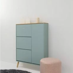 Meubles & Design Meubles D'entrée Et à Chaussures Grand Meuble à Chaussures Moderne En Bois Vert -Meubles d'appoint Soldes grand meuble a chaussures moderne en bois vert 1