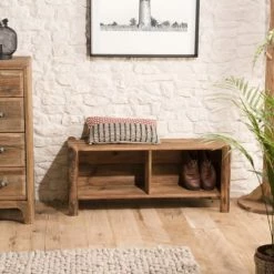 MACABANE Meubles D'entrée Et à Chaussures Meuble à Chaussures 2 Niches En Pin Recyclé -Meubles d'appoint Soldes meuble a chaussures 2 niches en pin recycle 3