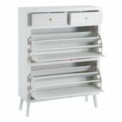 Altobuy Meubles D'entrée Et à Chaussures Meuble à Chaussures 2 Portes Bois Massif Et Motif Floral -Meubles d'appoint Soldes meuble a chaussures 2 portes bois massif et motif floral 2