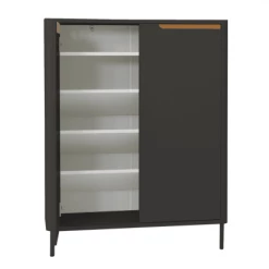 Meubles & Design Meubles D'entrée Et à Chaussures Meuble à Chaussures 2 Portes En Bois Gris -Meubles d'appoint Soldes meuble a chaussures 2 portes en bois gris 4