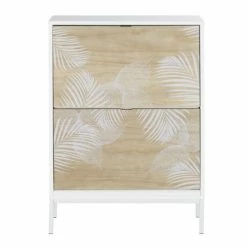 Maisons Du Monde Meubles D'entrée Et à Chaussures Meuble à Chaussures 2 Portes Motif Végétal Blanc