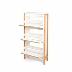 Woodman Meubles D'entrée Et à Chaussures Meuble à Chaussures 3 Compartiments En Bois H139cm Blanc -Meubles d'appoint Soldes meuble a chaussures 3 compartiments en bois h139cm blanc 2