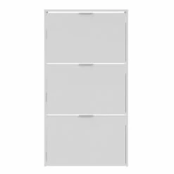 HOMN Meubles D'entrée Et à Chaussures Meuble à Chaussures 3 Portes, Couleur Blanc Brillant, 60 Cm Longueur -Meubles d'appoint Soldes meuble a chaussures 3 portes couleur blanc brillant 60 cm longueur 2