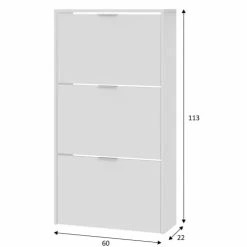 HOMN Meubles D'entrée Et à Chaussures Meuble à Chaussures 3 Portes, Couleur Blanc Brillant, 60 Cm Longueur -Meubles d'appoint Soldes meuble a chaussures 3 portes couleur blanc brillant 60 cm longueur 3