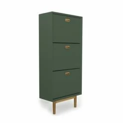 Meubles & Design Meubles D'entrée Et à Chaussures Meuble à Chaussures 3 Portes En Bois Vert -Meubles d'appoint Soldes meuble a chaussures 3 portes en bois vert 1