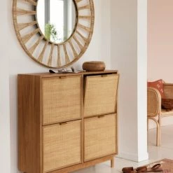 Maisons Du Monde Meubles D'entrée Et à Chaussures Meuble à Chaussures 4 Portes Cannage En Rotin -Meubles d'appoint Soldes meuble a chaussures 4 portes cannage en rotin 1000 5 4 217673 5